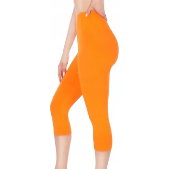 Dámské oblečení Dámské 3/4 legíny rybářky s vysokým pasem bavlněné oranžové L