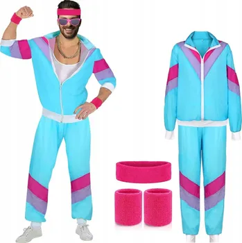 Karnevalový kostým KOSTÝM LÉTA 80 90 DISCO PŘEVLEK TEPLÁKOVKA ORTALIONOVÝ GANGSTER RAPER