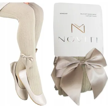 Dívčí oblečení 128-134 Bavlněné Punčocháče s žebrováním a MAŠLÍ, Noviti N18 světle béžové