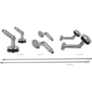 Stříška nad vchodové dveře set na skleněný přístřešek - vchodová stříška nerez/sklo, pro sklo 8,00 - 12,76 mm, broušená nerez K320 /AISI304