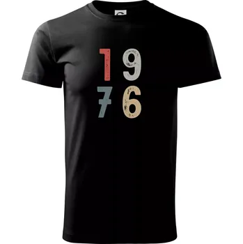 Pánské tričko Vintage číslice 1976 - Triko extra velké (5-8XL) - 7XL ( Černá )