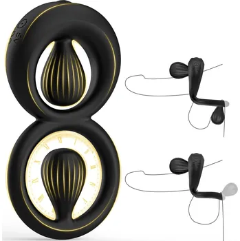 SuperLove Vibrating Cock Ring with Dual Adjustable Beads Black