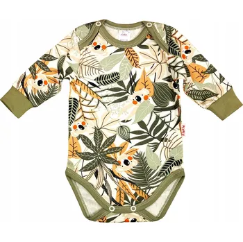 Kojenecký body Body s DLOUHÝM rukávem, 2 patentky, KOALA KHAKI, velikost 80 KLEKLE