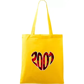 Nákupní taška 2001 v srdci - Taška bavlněná - 42 x 38 cm ( Žlutá )