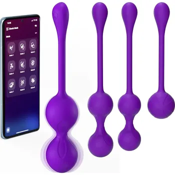 SuperLove Premium Silicone Kegel Balls Set with App Purple