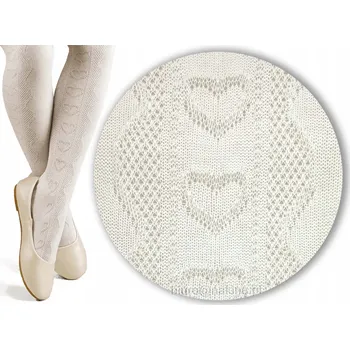 Podprsenka Bavlněné Punčocháče Ecru NOVITI s žakárovým vzorem srdíček ecru, velikost 80-86