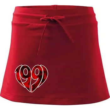 Dámská sukně 1991 v srdci - Sportovní sukně - two in one - XS ( Červená )