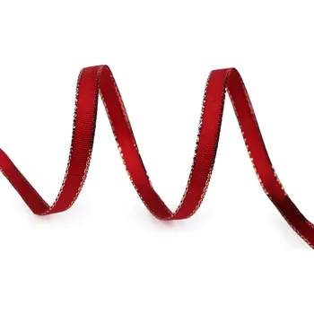 Stuha Stuha taftová šíře 6 mm s lurexem, střední, 646 bordó sv. zlatá