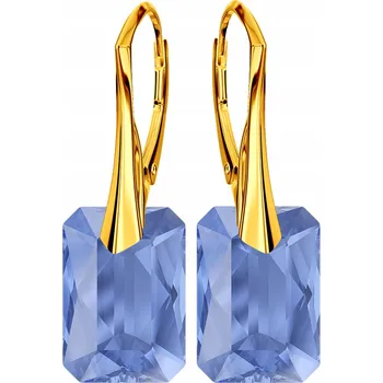 Náušnice Zlaté Náušnice se smaragdovým brusem Swarovski Stříbro 925