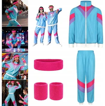 Karnevalový kostým XL KOSTÝM LÉTA 80 90 DISCO PŘEVLEK TEPLÁKOVKA ORTALIONOVÝ GANGSTER RAPER