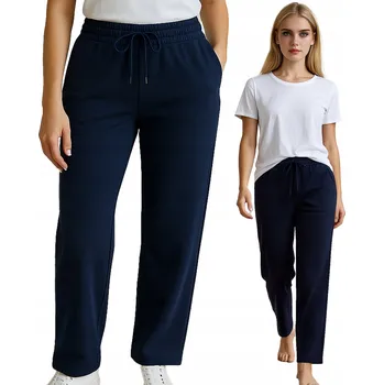 Dámské kalhoty Dámské tepláky na gumu s širokými nohavicemi a kapsami Námořnická Modrá XL