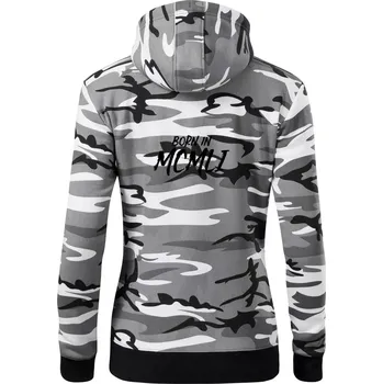 Dámská mikina Born in - Římské číslo 1951 - Dámská mikina trendy zipper s kapucí - S ( Šedý maskáč )