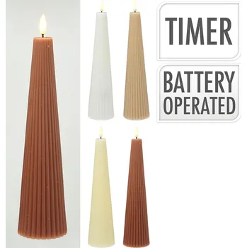 Svíčka LED svíčka s časovačem 25 cm s vroubkovaným povrchem (mix 4 barev)