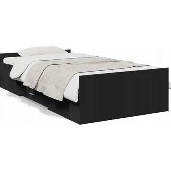 Postel Rám postele s zásuvkami, černý, 193 x 78 x 40 cm, na matrace 75 x 190 cm