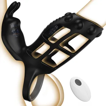 Návlek na penis SuperLove Vibrating Cock Ring Penis Sleeve with Remote Black