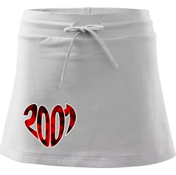 Dámská sukně 2001 v srdci - Sportovní sukně - two in one - L ( Bílá )