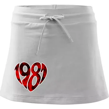 Dámská sukně 1981 v srdci - Sportovní sukně - two in one - L ( Bílá )
