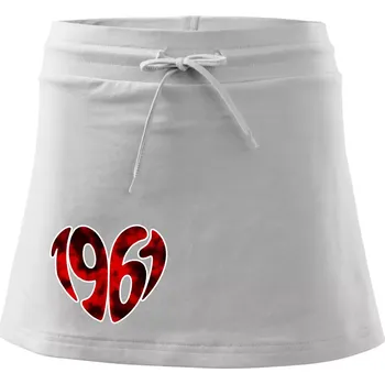 Dámská sukně 1961 v srdci - Sportovní sukně - two in one - L ( Bílá )
