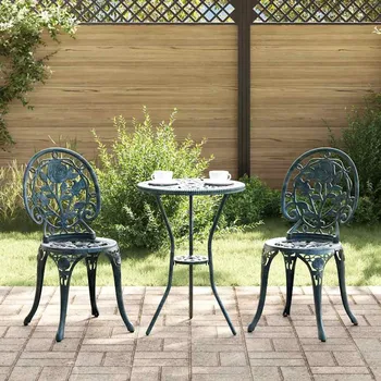 Zahradní sestava vidaXL Zahradní bistro set 3 pcs Zelená Hliník [42002389]