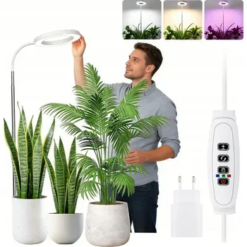 Osvětlení pro růst rostliny LED Lampa pro Rostliny Pěstování Osvětlení Růstu s Časovačem - Kulatá