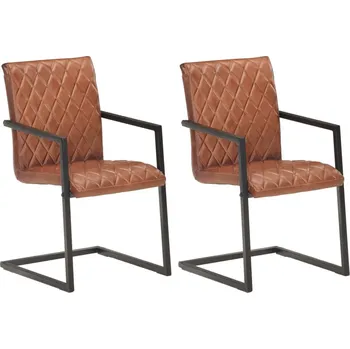 Jídelní židle zahrada-XL Konzolové jídelní židle 2 ks hnědé pravá kůže 321843