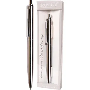 CRESCO Pero kuličkové, kovové REPORTER PREMIUM modrá náplň - stříbrné