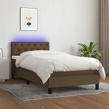 Ložnice Box spring postel s matrací a LED tmavě hnědá 80x200 cm textil Hnědá 313335