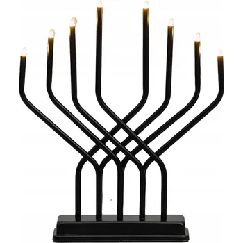 Svícen ADVETNÍ SVÍCEN LED KOVOVÝ S ČASOVAČEM 8 ŽÁROVEK 32 X 27 CM ČERNÝ