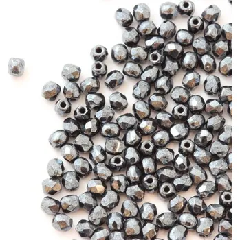 Korálek CZ Korálky broušené 3mm hematit 14400 (50ks)