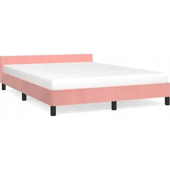 Postel Rám postele s čelem, sametový růžový, 197 x 146 x 50 cm
