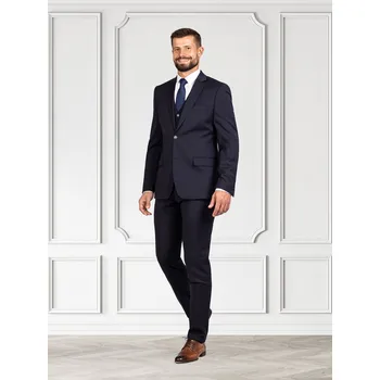 Pánský oblek FERATT Pánský vlněný oblek ANCONA tmavě modrý Velikost: 176/56