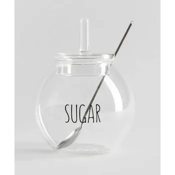 Dóza na potraviny Cukřenka | LIVEN | sklo s nápisem a lžičkou | 9x8 cm | 741852