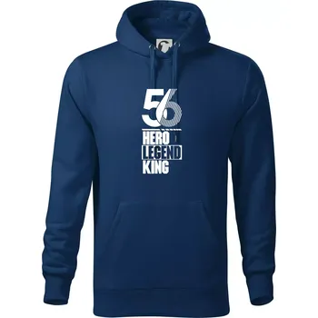 Pánská mikina Hero, Legend, King 1956 - Mikina pánská Cape s kapucí - 5XL ( Půlnoční modrá )