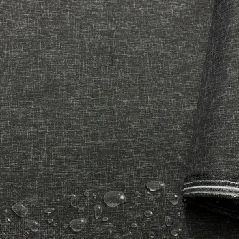 Vodoodpudivá látka Imitace lnu, 220 g/m², šíře 160 cm, černá kostka