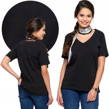 Dámské tričko DÁMSKÉ TRIČKO s výstřihem do V Bavlna Premium Moraj Černé - 3XL