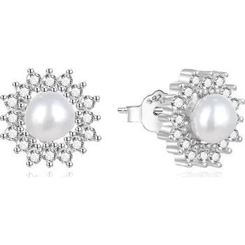 Šperk Beneto Stříbrné perlové náušnice se zirkony AGUP1323PL