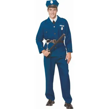 Karnevalový kostým Kostým pro dospělé Policista (košile, kalhoty, pásek, čepice, límec)