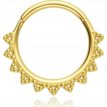 Náušnice Kroužek do piercingu clicker zdobený - zlatý 1,2/8