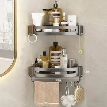 Sprchová polička bez vrtání se 4 háčky 2KS