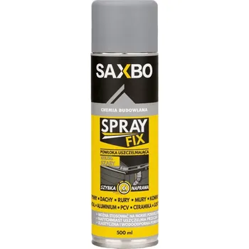 Barva ve spreji Saxbo guma ve ve spreji, těsnicí prostředek na okapy, střechy a komíny, šedá, 500 ml