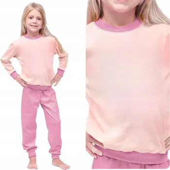 Dívčí pyžamo Dívčí pyžamo bavlněné hladké bez potisku dlouhý rukáv teplé velikost 110