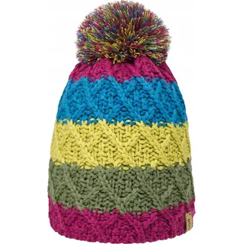 Čepice Zimní Čepice pro panenky s bambulkou v barevných proužcích, vel. 55
