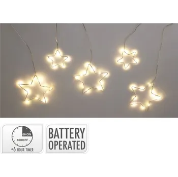 Vánoční dekorace Světelný řetěz Hvězdy s časovačem, délka 120 cm