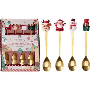 KOOPMAN Malé lžičky / vidličky - vánoční sada 4 ks