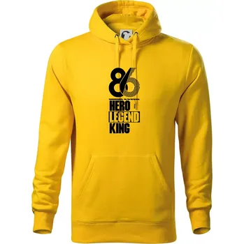 Pánská mikina Hero, Legend, King 1986 - Mikina pánská Cape s kapucí - XL ( Žlutá )