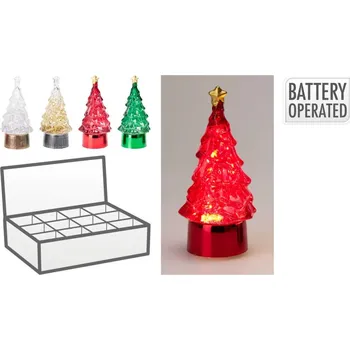 Vánoční dekorace KOOPMAN Vánoční stromek 12 cm s LED světlem / zatřesením sněží uvnitř (mix /1 ks)