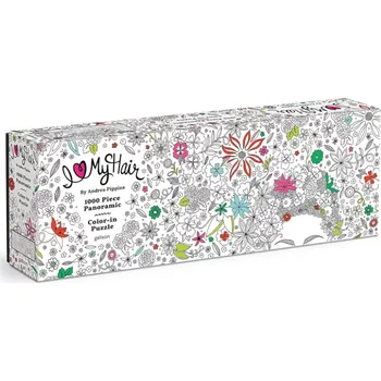 Puzzle Galison Vybarvovací panoramatické puzzle Květiny ve vlasech 1000 dílků