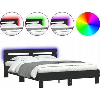 Postel Rám postele s LED podsvícením, černá, 193 x 145 x 70 cm