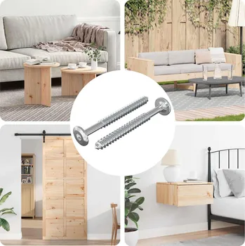 Dřevěné šrouby 2 pcs Stříbrná M6 x 70 mm Ocel