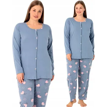 Dámské pyžamo DÁMSKÉ BAVLNĚNÉ PYŽAMO KRÁTKÝ RUKÁV 3/4 KALHOTY ROZEPÍNACÍ ELEGANTNÍ 3XL